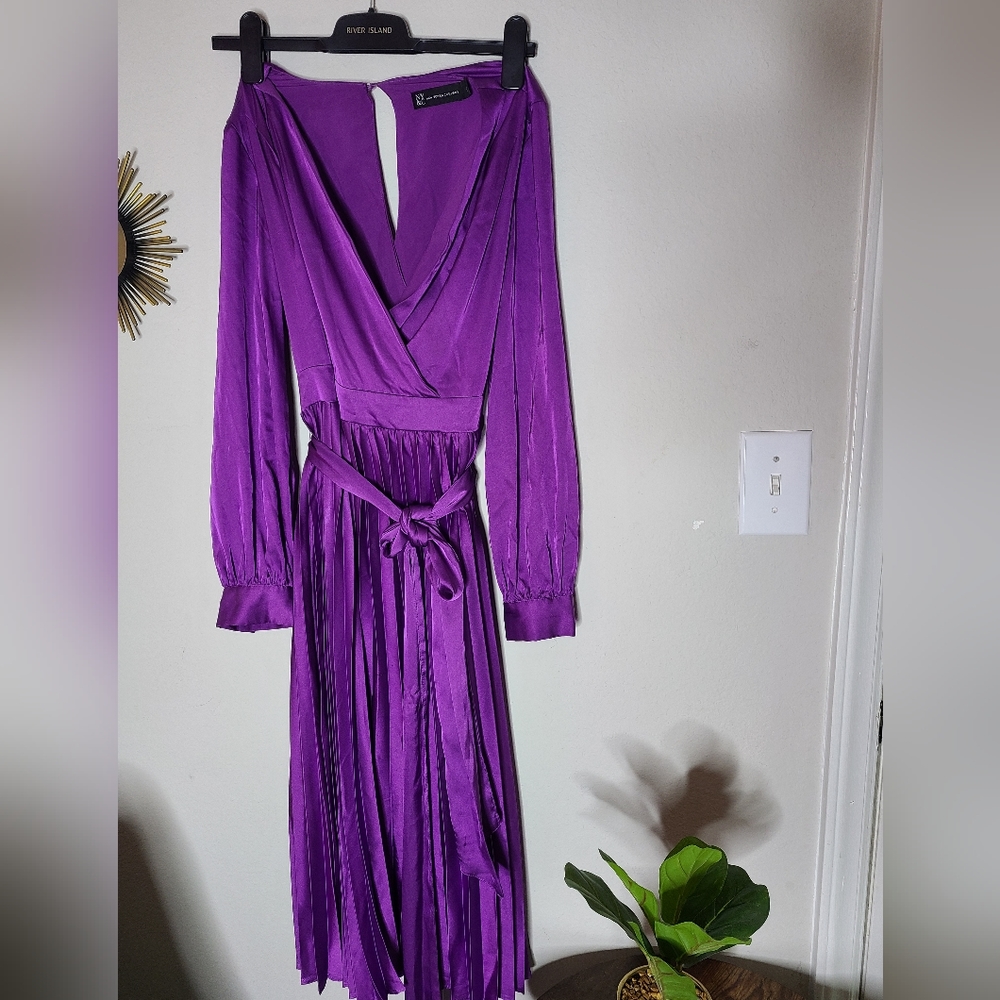 New York & Company pleated silk dress.